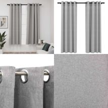 Rideaux occultants Aspect lin avec œillets 2 pcs Gris 140x175cm - Rideaux Occultants - Rideaux Gris - Rideaux Lin - Rideaux Pour Salon - Rideaux Pour