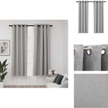 Rideaux occultants Aspect lin avec œillets 2 pcs Gris 140x175cm - Rideaux Occultants - Rideaux Gris - Rideaux Lin - Rideaux Pour Salon - Rideaux Pour