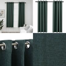 Rideaux occultants Aspect lin avec œillets 2 pcs Vert 140x175cm - Rideaux Occultants - Rideaux Lin - Rideaux Verts - Décoration Intérieure - Intimité