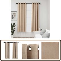 Rideaux occultants aspect lin avec œillets 2pcs beige 140x175cm - Rideaux Occultants - Rideaux Lin - Rideaux Beige - Décoration Intérieure - Intimité