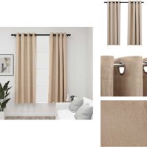 Rideaux occultants aspect lin avec œillets 2pcs beige 140x175cm - Rideaux Occultants - Rideaux Lin - Rideaux Beige - Décoration Intérieure - Intimité