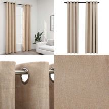 Rideaux occultants aspect lin avec œillets 2pcs beige 140x225cm - Rideaux Occultants - Rideaux Lin - Rideaux Beige - Décoration Intérieure - Intimité
