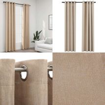 Rideaux occultants aspect lin avec œillets 2pcs beige 140x245cm - Rideaux Occultants - Rideaux Lin - Rideaux Beige - Décoration Intérieure - Intimité