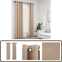 Rideaux occultants aspect lin avec œillets 2pcs beige 140x245cm - Rideaux Occultants - Rideaux Lin - Rideaux Beige - Décoration Intérieure - Intimité