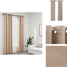 Rideaux occultants aspect lin avec œillets 2pcs beige 140x245cm - Rideaux Occultants - Rideaux Lin - Rideaux Beige - Décoration Intérieure - Intimité