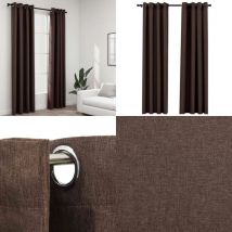 Rideaux occultants Aspect lin avec œillets 2pcs Taupe 140x245cm - Rideaux Occultants - Rideaux Lin - Rideaux Taupe - Rideaux Pour Salon - Rideaux