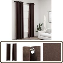 Rideaux occultants Aspect lin avec œillets 2pcs Taupe 140x245cm - Rideaux Occultants - Rideaux Lin - Rideaux Taupe - Rideaux Pour Salon - Rideaux