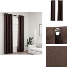 Rideaux occultants Aspect lin avec œillets 2pcs Taupe 140x245cm - Rideaux Occultants - Rideaux Lin - Rideaux Taupe - Rideaux Pour Salon - Rideaux