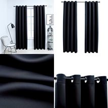 Rideaux occultants avec anneaux en métal 2 pcs Noir 140x175 cm - Rideaux Occultants - Rideaux Noirs - Rideaux Pour Salon - Rideaux Pour Chambre