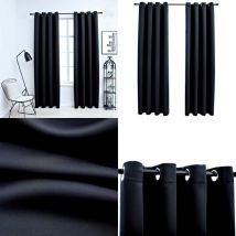 Rideaux occultants avec anneaux en métal 2 pcs Noir 140x225 cm - Rideaux Occultants - Rideaux Noirs - Rideaux Pour Salon - Rideaux Pour Chambre