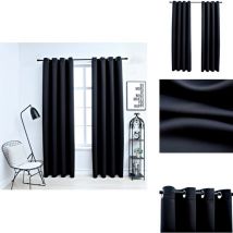 Rideaux occultants avec anneaux en métal 2 pcs Noir 140x245 cm - Rideaux Occultants - Rideaux Noirs - Rideaux Pour Salon - Rideaux Pour Chambre