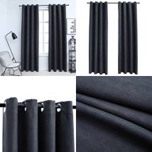 Rideaux occultants avec anneaux Métal 2pcs Anthracite 140x175cm - Rideaux Occultants - Rideaux Anthracite - Rideaux Pour Salon - Rideaux Pour Chambre