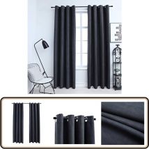 Rideaux occultants avec anneaux Métal 2pcs Anthracite 140x175cm - Rideaux Occultants - Rideaux Anthracite - Rideaux Pour Salon - Rideaux Pour Chambre