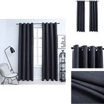 Rideaux occultants avec anneaux Métal 2pcs Anthracite 140x175cm - Rideaux Occultants - Rideaux Anthracite - Rideaux Pour Salon - Rideaux Pour Chambre