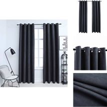 Rideaux occultants avec anneaux Métal 2pcs Anthracite 140x225cm - Rideaux Occultants - Rideaux Anthracite - Rideaux Pour Salon - Rideaux Chambre