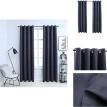 Rideaux occultants avec anneaux Métal 2pcs Anthracite 140x225cm - Rideaux Occultants - Rideaux Anthracite - Rideaux Pour Salon - Rideaux Pour Chambre