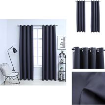 Rideaux occultants avec anneaux Métal 2pcs Anthracite 140x245cm - Rideaux Occultants - Rideaux Pour Fenêtres - Rideaux Anthracite - Rideaux Salle À