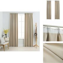 Rideaux occultants avec crochets 2 pcs Beige 140x225 cm - Rideaux Occultants - Rideaux Décoratifs - Rideaux Beige - Rideaux Pour Salon - Rideaux Pour