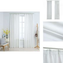 Rideaux occultants avec crochets 2 pcs Blanc cassé 140x245 cm - Rideaux Décoratifs - Rideaux Blancs - Rideaux Pour Salon - Rideaux Pour Chambre