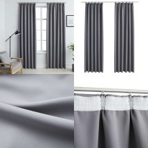 Rideaux occultants avec crochets 2 pcs Gris 140x175 cm - Rideaux Occultants - Rideaux Gris - Rideaux Pour Salon - Rideaux Pour Chambre - Rideaux