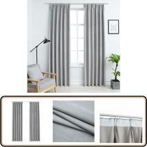 Rideaux occultants avec crochets 2 pcs Gris 140x175 cm - Rideaux Occultants - Rideaux Gris - Rideaux Pour Salon - Rideaux Pour Chambre - Rideaux