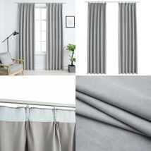Rideaux occultants avec crochets 2 pcs Gris 140x225 cm - Rideaux Décoratifs - Rideaux Gris - Rideaux Pour Salon - Rideaux Pour Chambre - Rideaux