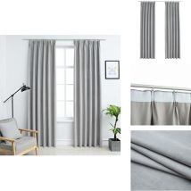 Rideaux occultants avec crochets 2 pcs Gris 140x225 cm - Rideaux Décoratifs - Rideaux Gris - Rideaux Pour Salon - Rideaux Pour Chambre - Rideaux