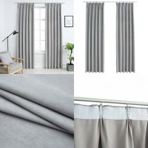 Rideaux occultants avec crochets 2 pcs Gris 140x245 cm - Rideaux Occultants - Rideaux Gris - Rideaux Pour Salon - Rideaux Pour Chambre - Rideaux