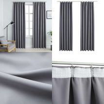 Rideaux occultants avec crochets 2 pcs Gris 140x245 cm - Rideaux Occultants - Rideaux Gris - Rideaux Pour Salon - Rideaux Pour Chambre - Rideaux