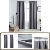 Rideaux occultants avec crochets 2 pcs Gris 140x245 cm - Rideaux Occultants - Rideaux Gris - Rideaux Pour Salon - Rideaux Pour Chambre - Rideaux