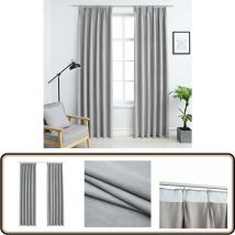 Rideaux occultants avec crochets 2 pcs Gris 140x245 cm - Rideaux Occultants - Rideaux Gris - Rideaux Pour Salon - Rideaux Pour Chambre - Rideaux
