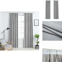 Rideaux occultants avec crochets 2 pcs Gris 140x245 cm - Rideaux Occultants - Rideaux Gris - Rideaux Pour Salon - Rideaux Pour Chambre - Rideaux