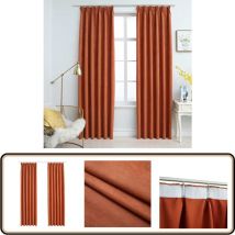 Rideaux occultants avec crochets 2 pcs Rouille 140x225 cm - Rideaux Occultants - Rideaux Pour Salon - Rideaux Chambre - Rideaux Taupe - Rideaux