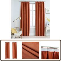 Rideaux occultants avec crochets 2 pcs Rouille 140x245 cm - Rideaux Décoratifs - Rideaux Occultant - Rideaux Taupe - Rideaux Pour Salon - Rideaux