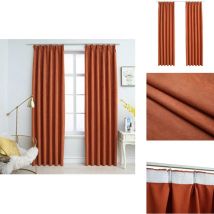 Rideaux occultants avec crochets 2 pcs Rouille 140x245 cm - Rideaux Décoratifs - Rideaux Occultant - Rideaux Taupe - Rideaux Pour Salon - Rideaux