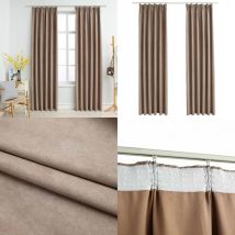 Rideaux occultants avec crochets 2 pcs Taupe 140x225 cm - Rideaux Occultants - Rideaux Pour Salon - Rideaux Chambre - Rideaux Taupe - Rideaux