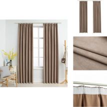 Rideaux occultants avec crochets 2 pcs Taupe 140x225 cm - Rideaux Occultants - Rideaux Pour Salon - Rideaux Chambre - Rideaux Taupe - Rideaux