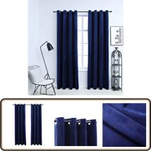 Rideaux occultants et anneaux 2pcs Velours Bleu foncé 140x175cm - Rideaux Velours - Rideaux Bleus - Rideaux Occultants - Décoration Intérieure - Salon