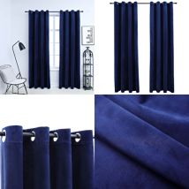 Rideaux occultants et anneaux 2pcs Velours Bleu foncé 140x225cm - Rideaux Velours - Rideaux Bleus - Rideaux Occultants - Décoration Intérieure