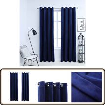Rideaux occultants et anneaux 2pcs Velours Bleu foncé 140x225cm - Rideaux Velours - Rideaux Bleus - Rideaux Occultants - Décoration Intérieure - Salon