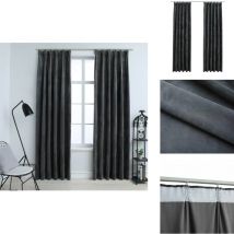 Rideaux occultants et crochet 2pcs Velours Anthracite 140x245cm - Rideaux Velours - Rideaux Occultant - Rideaux Anthracite - Décoration Intérieure