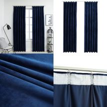 Rideaux occultants et crochet 2pcs Velours Bleu foncé 140x175cm - rideau - rideaux - Home & Living - Bleu