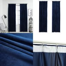 Rideaux occultants et crochet 2pcs Velours Bleu foncé 140x245cm - Rideaux Velours - Rideaux Bleus - Rideaux Occultants - Décoration Intérieure