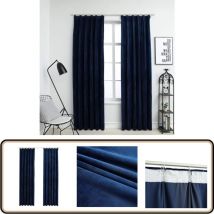 Rideaux occultants et crochet 2pcs Velours Bleu foncé 140x245cm - Rideaux Velours - Rideaux Bleus - Rideaux Occultants - Décoration Intérieure - Salon