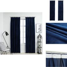 Rideaux occultants et crochet 2pcs Velours Bleu foncé 140x245cm - Rideaux Velours - Rideaux Bleus - Rideaux Occultants - Décoration Intérieure - Salon