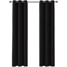 Rideaux occultants isolants, design moderne à œillets, rideaux pour chambre de garçon, 107 x 160 cm (l x h), noir, 2 pièces