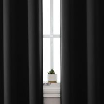 Rideaux Occultants Thermiques pour Salon et Chambre, 140240cm (HxL), noir– Rideau Unis Opaque a Oeillets, Isolant Thermique