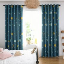 Rideaux Planète Bleue, Rideaux Occultants en Polyester Rideaux de Chambre à Coucher de Planètes Bleues de Animé Étanche à La Lumière Rideau Chambre