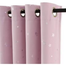 Rideaux pour chambre de fille - Rideau occultant étoile pour enfants, motifs argentés, draperie lumineuse
