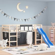 Rideaux pour lit mezzanine blanc et noir polyester Vidaxl